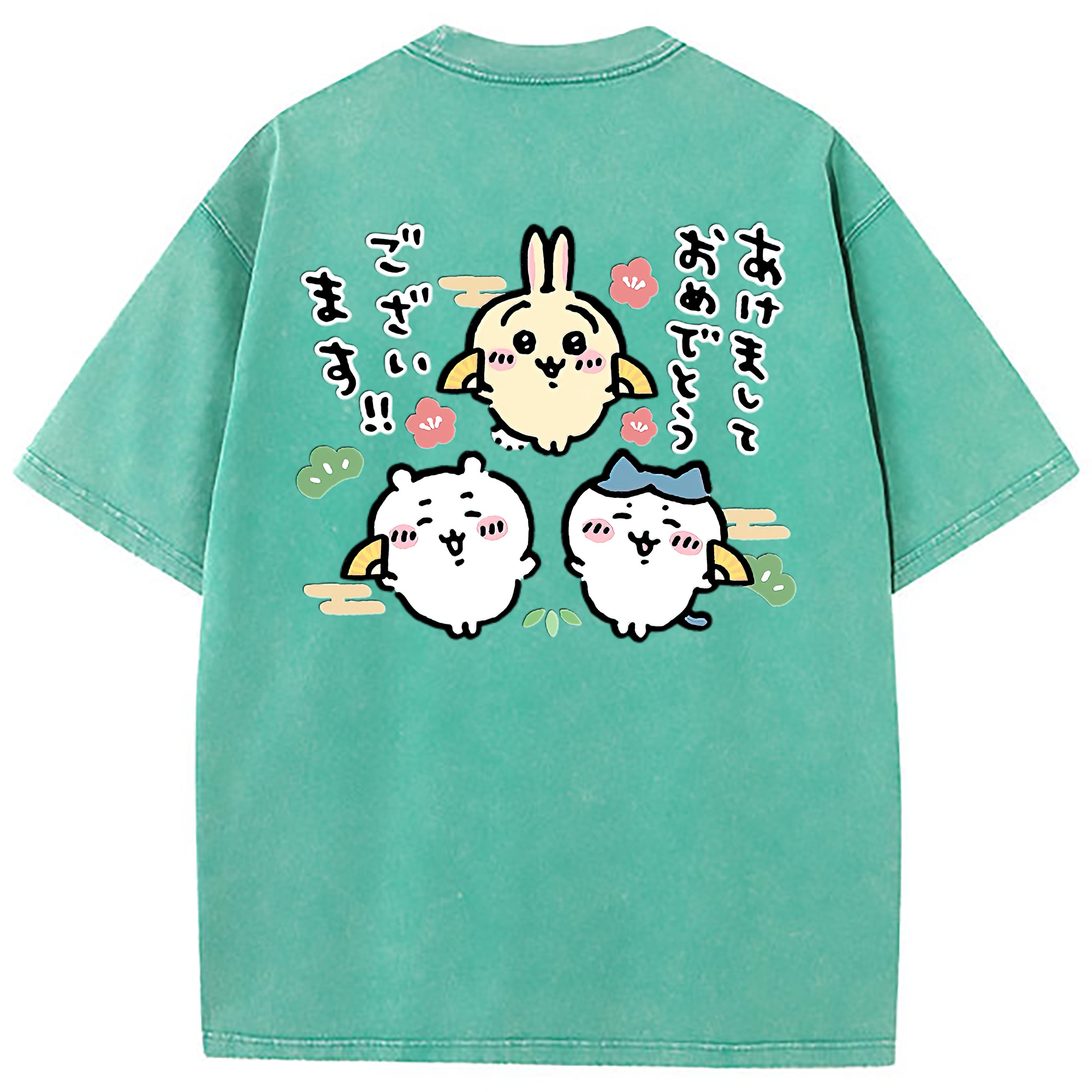 （画像用） ちいかわ ちいかわ Chii-kawa chiikawa 綿100% ヴィンテージ風 半袖Tシャツ（背面プリント）